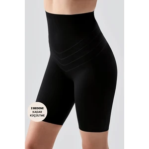 Yüksek Bel Lazer Kesim Uzun Boxer Korse 9604 Siyah