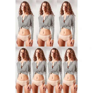 7'li Paket Yüksek Bel Bikini Külot 524 Ten