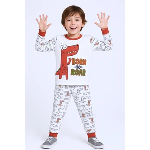 Erkek Çocuk Pijama Takımı Dinozor Baskılı Bisiklet Yaka C65
