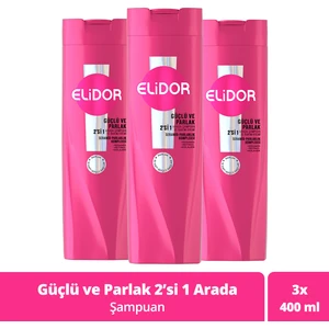 Superblend Şampuan ve Bakım Kremi Güçlü ve Parlak 2'si 1 Arada E Vitamini Makademya Yağı Kolajen 400 ml x3