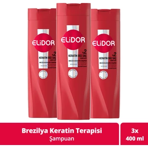 Şampuan Brezilya Keratin Terapisi Hidrolize Keratin Marula Yağı E Vitamini 400 ml x3