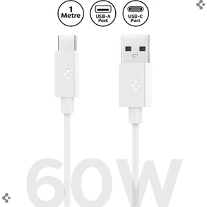 USB-A to USB-C 1 Metre Kablo 60W Güç / Hızlı Şarj / 480 Mbps Data Aktarım Hızı Type-C Ekstra Dayanıklı White - ACA08715