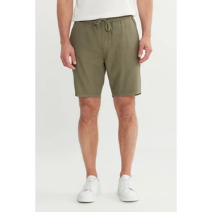 %100 Pamuk Comfort Fit Beli Bağlamalı Flamlı Yan Cep Şort