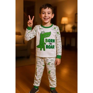 Erkek Çocuk Pijama Takımı Dinozor Baskılı Bisiklet Yaka C65