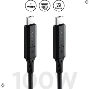 USB-C to USB-C 1 Metre E-Mark Çipli Örgü Kablo 100W Güç / PPS 2.0 Super Hızlı Şarj / Data Type-C Ekstra Dayanıklı ArcWire PB1800 Black - 000CB24746