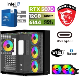 Gaming Pc Ddr5 – Rtx 5070 12 GB – Intel I7 14700KF – 32GB – 64GB Ddr5 Ram – 1 Tb M.2 SSD – Windows 11 Pro – Sıvı Sogutmalı