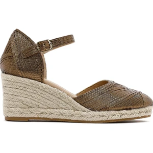 Kadın Altın Bilekten Tokalı Metalik Dolgu Topuklu Espadril 25sfe402032