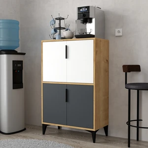 1404 Ada Çok Amaçlı Dolap , Kahve Köşesi , Safir - Beyaz - Antrasit