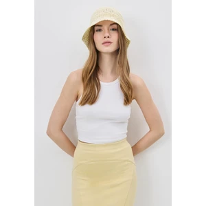 Örgü Hasır Plaj Şapkası Y25730-26 Bej