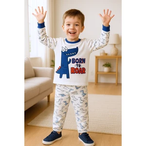 Erkek Çocuk Pijama Takımı Dinozor Baskılı Bisiklet Yaka C65