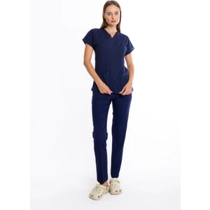 Uçak Medikal Blazer Mavi Core-flex Likralı Cerrahi Takım Hemşire & Doktor Forması