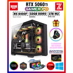 Edus X14 Ryzen 5 8400F Ddr5 32GB 5600MHZ Ram 1tb M.2 Nvme SSD 8gb Gddr7 RTX5060TI Sıvı Soğutmalı Oyuncu Bilgisayarı