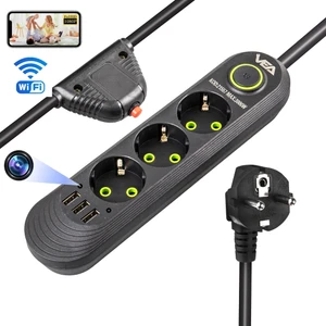 3 Lü Akım Korumalı Kablolu Priz Kamera Sd Kart Hediye