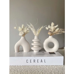 Idl - Mini 3'lü Bohem Set-Beyaz Beton Vazo Set