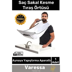 Özel Üretim Pratik Vakumlu Aynaya Yapıştırma Aparatlı Evde Saç Sakal Kesme Beyaz Tıraş Örtüsü 1 Adet
