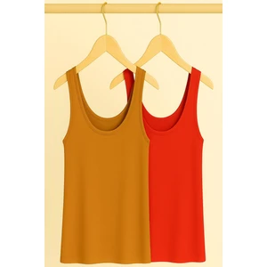 2 Adet A Kesim Rahat Kalıp Basic Kalın Askılı Atlet Tişört