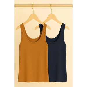 2 Adet A Kesim Rahat Kalıp Basic Kalın Askılı Atlet Tişört