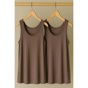 2 Adet A Kesim Büyük Beden Pamuklu Kalın Askılı Atlet Tişört