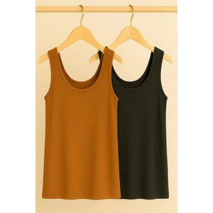 2 Adet A Kesim Rahat Kalıp Basic Kalın Askılı Atlet Tişört