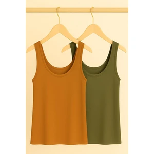 2 Adet A Kesim Rahat Kalıp Basic Kalın Askılı Atlet Tişört