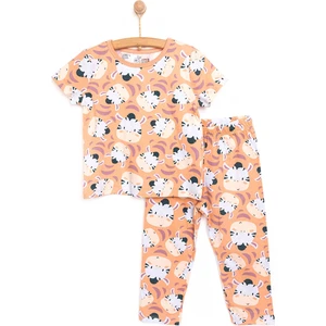 Hellobaby Erkek Bebek Pijama Takımı Zebra Desenli Bisiklet Yaka Reçme Paça Kısa Kol Somon 6 Ay