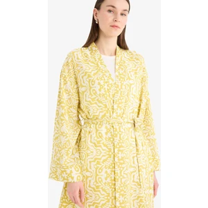 Relax Fit Bisiklet Yaka Desenli Viskon Kimono E7262AX25SM