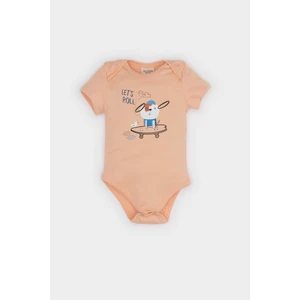 Erkek Bebek Yenidoğan Bisiklet Yaka Baskılı Ribana Kısa Kollu Çıtçıtlı Body E8230A525SM