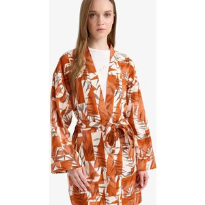 Relax Fit Bisiklet Yaka Desenli Viskon Kimono E7262AX25SM