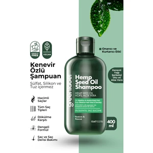 Green Label Kenevir Özlü Tuzsuz Parabensiz Sülfatsız Kepek Karşıtı Bakım Ve Onarım Şampuanı 400ml.