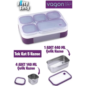 Lunch Box 1000 ml (Sızdırmaz,karışmaz 5 Hazneli)Lunchbox  Yeni Nesil Sefer Tası -FFLBOX40097