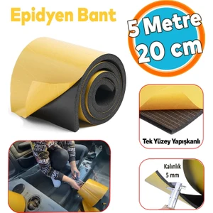 Yapışkanlı Oaraç Ses Isı Yalıtım Izolasyon Bandı En:20 cm Kalınlık:5 mm Uzunluk 5 Metre Kauçuk