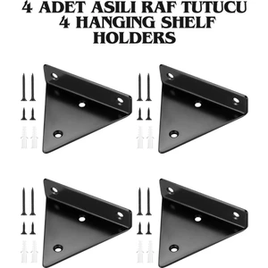 4'lü Gizli Duvar Rafı Askı Aparatı - Sağlam Metal Üçgen Raf Tutucu
