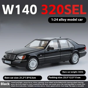 1/24 Mercedes Benz W140 320SEL Klasik Limuzin Alaşım Pres Döküm Model Araba Ses ve Işık Masaüstü Dekorasyon Arkadaşa Hediye Mevcut (Yurt Dışından)