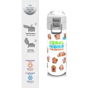 Coral High Kids Capybara Desenli Pipetli ve Direkt Içim Çelik Termos 500 ml 31794