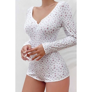 Merry See Çiçek Desenli Tasarım Tulum Gecelik Body