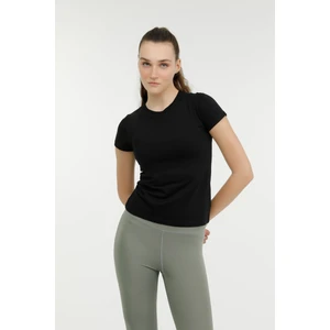 W-CT131 BASIC MODAL C NEC Siyah Kadın Kısa Kol T-Shirt