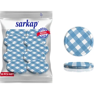 Hijyenik Paketli 10 Adet Kavanoz Kapağı – Mat Mavi Ekose – 82 mm