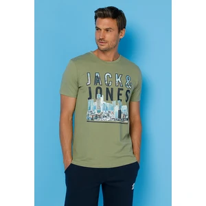 Jack & Jones JCOBOOSTER TEE SS CREW NE Yeşil Erkek Kısa Kol T-Shirt
