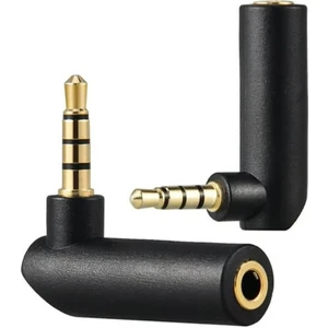 3.5mm Stereo L Tip 4 Boğum 90 Derece Jak - 3.5mm Dişi  Uzatma Adaptörü
