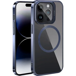 Apple iPhone 15 Pro Max Kılıf Magsafe Wireless Şarj Özellikli Standlı Klcr Klon Kapak-Lacivert