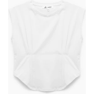 Bisiklet Yaka Korse Detaylı Slim Fit Kolsuz Crop Tişört