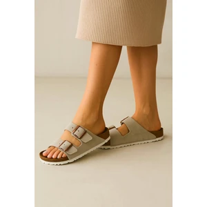 Birkenstocs Unisex Ortopedik Tabanlı Terlik Çift Bantlı Tokalı Günlük Rahat Ev & Dışarı Terliği