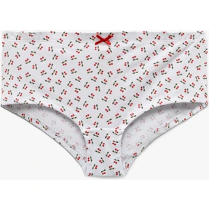 Pamuklu Fiyonklu Ekstra Yüksek Bel Kiraz Baskılı Hipster Külot