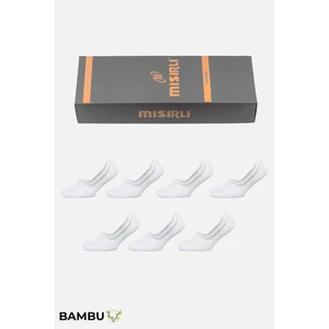 Bambu Erkek Kutulu 7 Çift Beyaz Babet Çorap