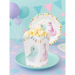 Sevimli Dinozor Temalı Karton Mısır Kutusu Popcorn Kutusu 8'li