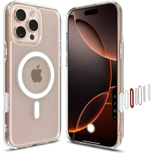 Psgt Apple iPhone 16PRO Max Kılıf Magsafe Wireless Şarj Destekli Şeffaf Kapak Magnetic Crystal Case