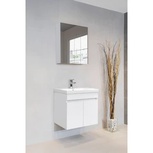 Star Banyo Dolabı Seti ( 60 cm Parlak Beyaz Aynalı Lavabolu Mdf )