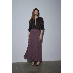 Suud Collection Mürdüm Rose Piliseli Etek