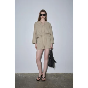 Ihlamur Yeşili Zoe Basic Keten Şort