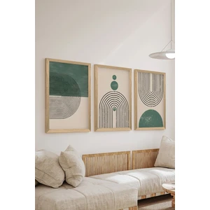 3 Parça Ahşap Çerçeve Görünümlü Mdf Poster Tablo Seti - Set 19